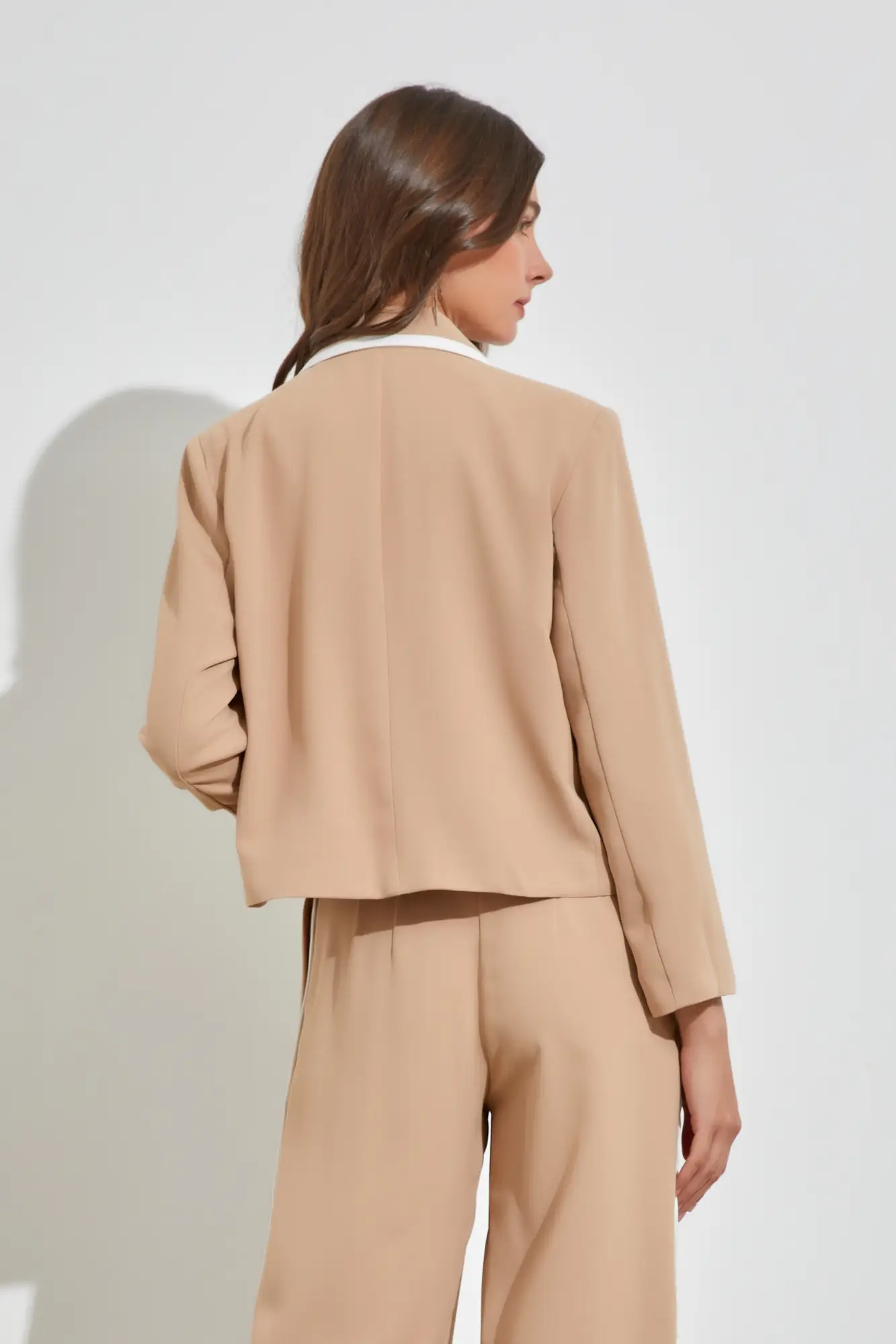 Next Level Dark Beige Open-Front Blazer