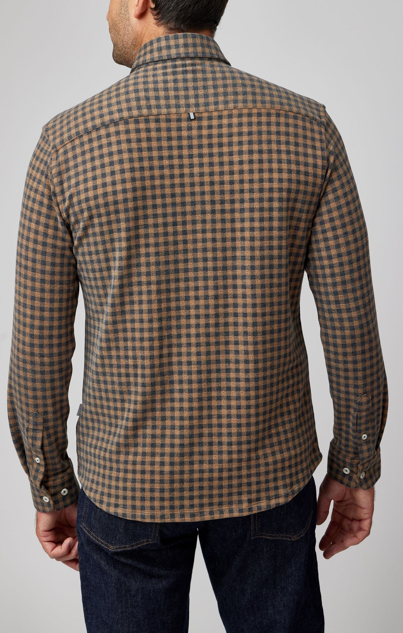 Camel Gingham Brushed Fleece Long Sleeve