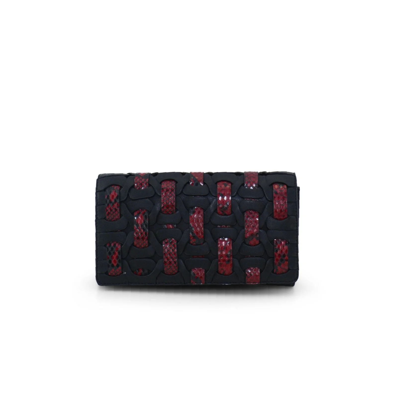 Brittany Black & Red Snake Crossbody Clutch