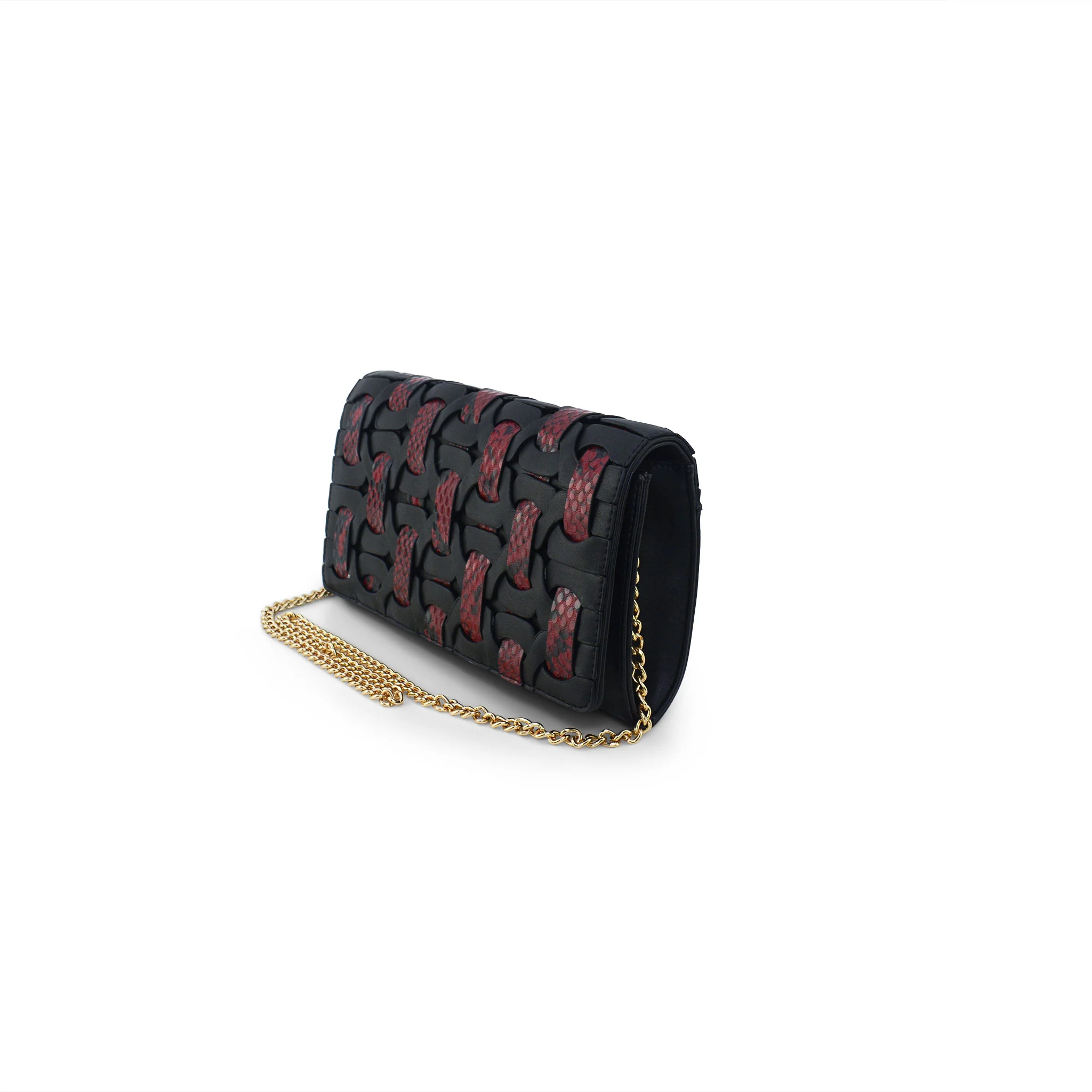 Brittany Black & Red Snake Crossbody Clutch
