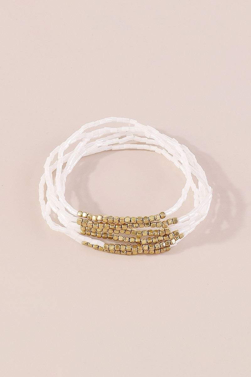 The Perfect Stack White Beaded Bracelet Set