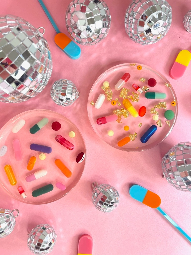 Pill + Gold Coaster