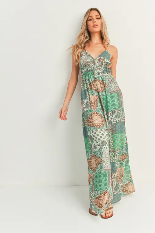 Still The One Green Lurex Maxi Dress