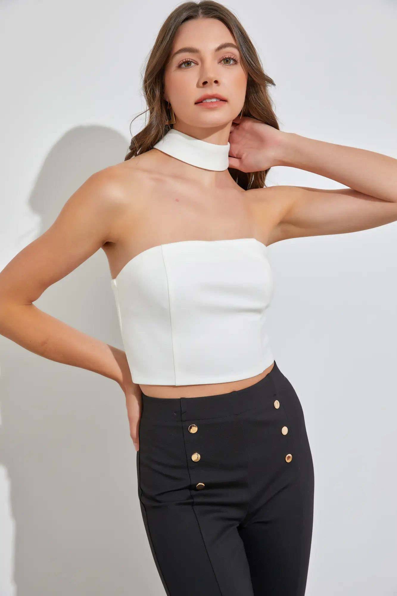 Sultry Style White Mock Neck Top