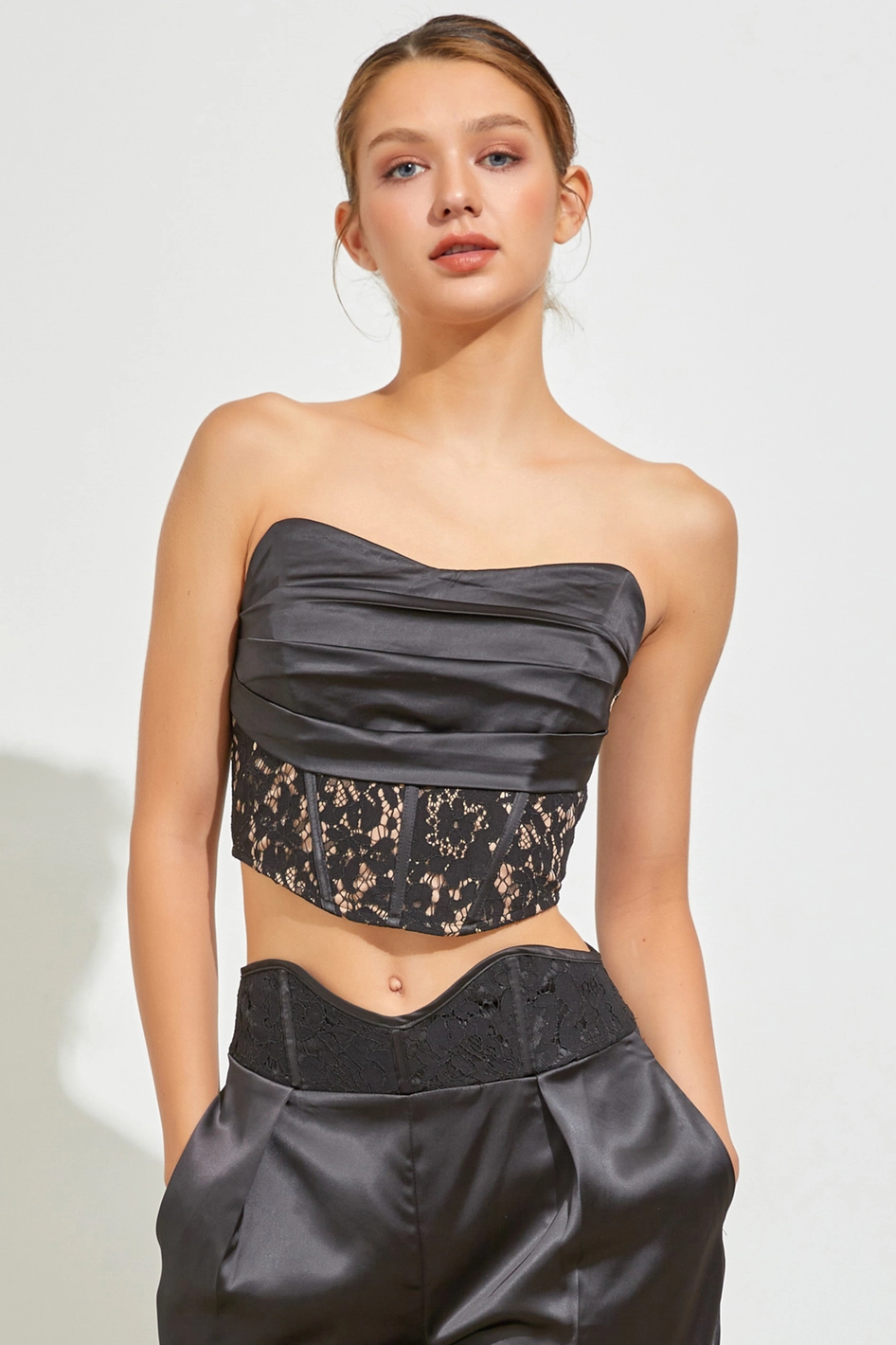 Date Night Black Strapless Bustier Top