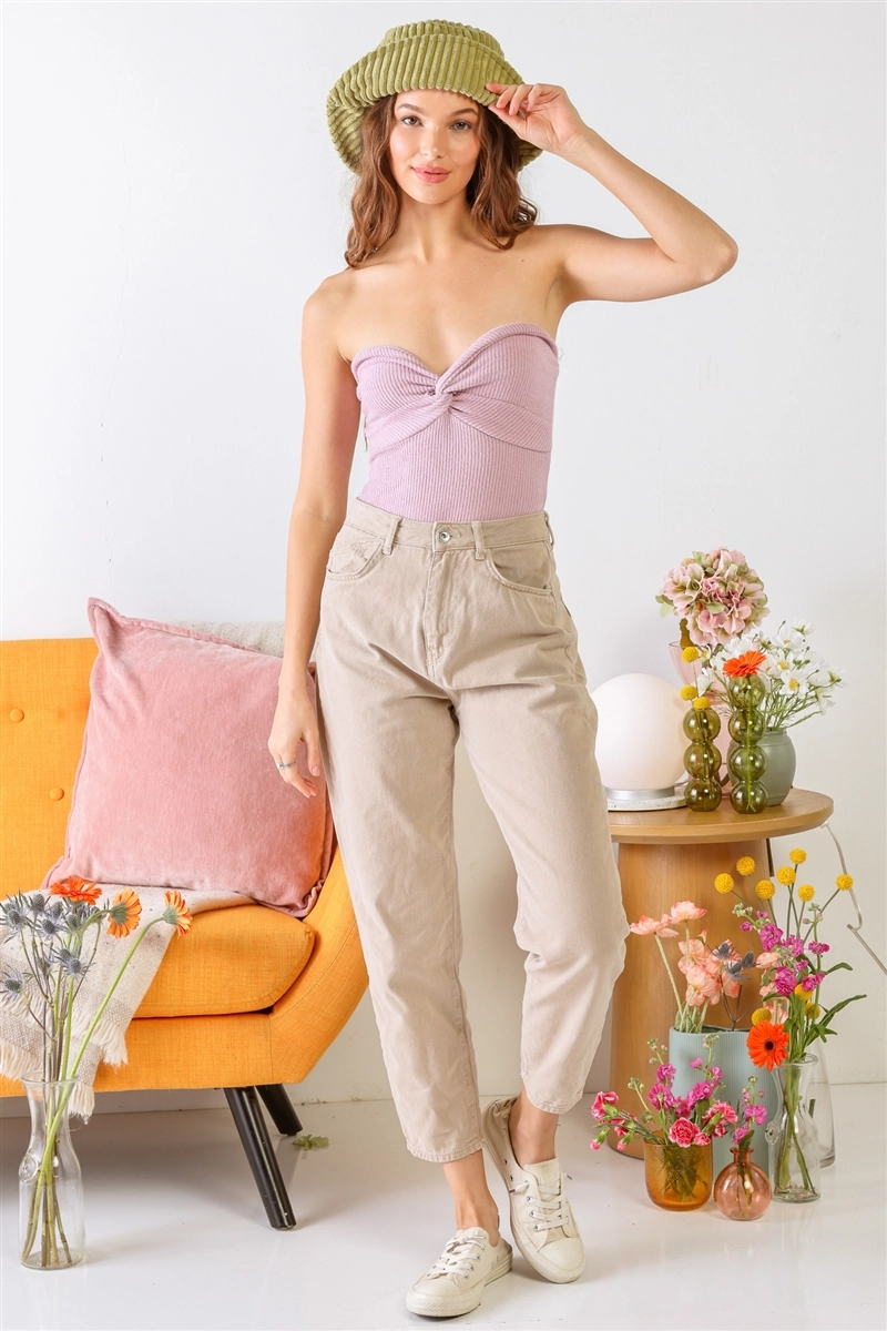 With A Twist Lilac Strapless Bodysuit