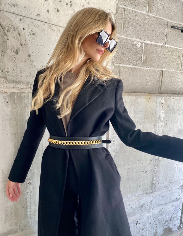 Style Muse Black & Gold Chain Belt
