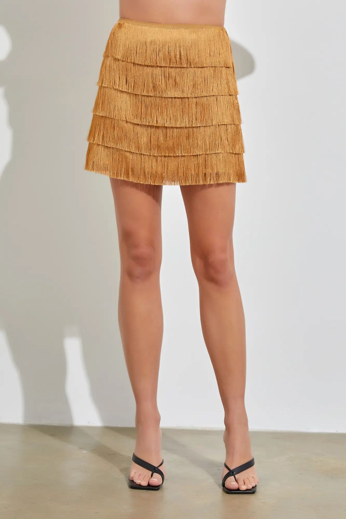 Fringe Party Gold Mini Skirt