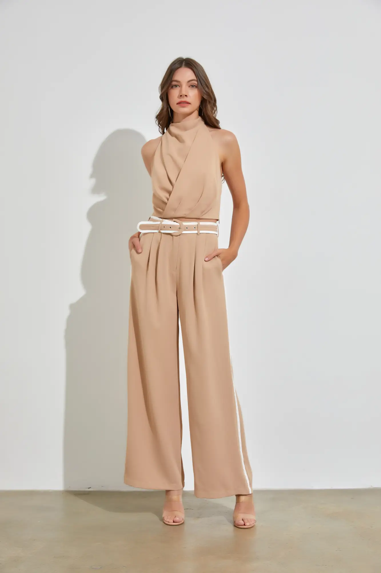 Next Level Dark Beige Wide-Leg Pants