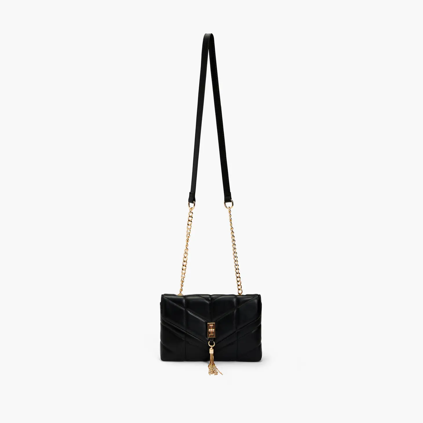 Avila Tassel Quilted Black Crossbody