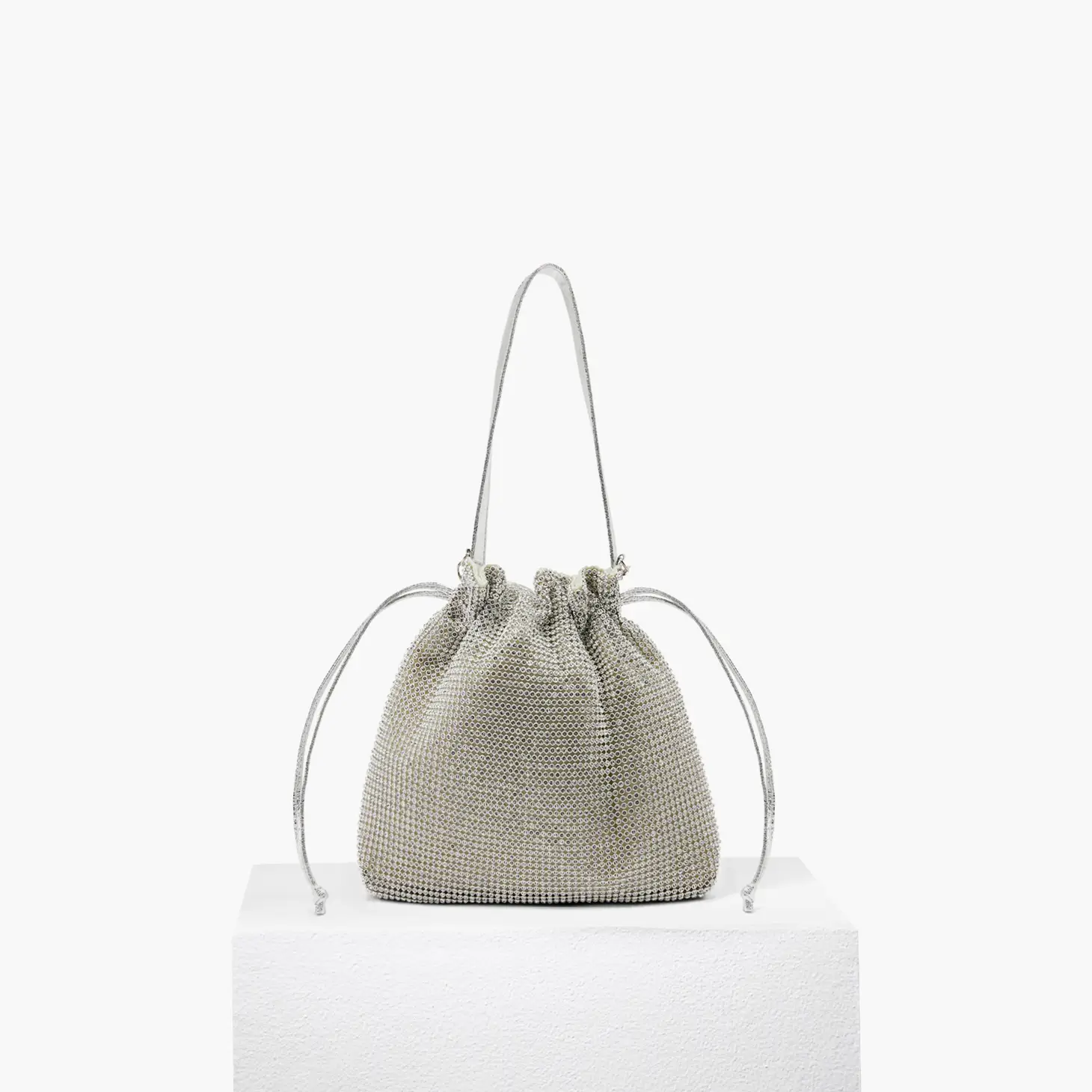 Queen Of Bling Silver Drawstring Purse