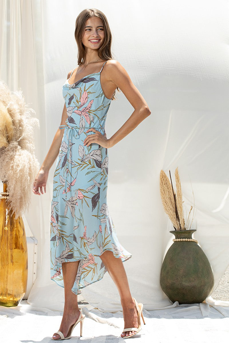 Seaside Romance Cowl Neck Midi Dress