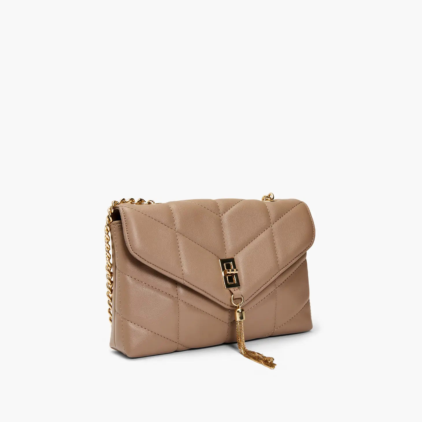 Avila Tassel Quilted Taupe Crossbody