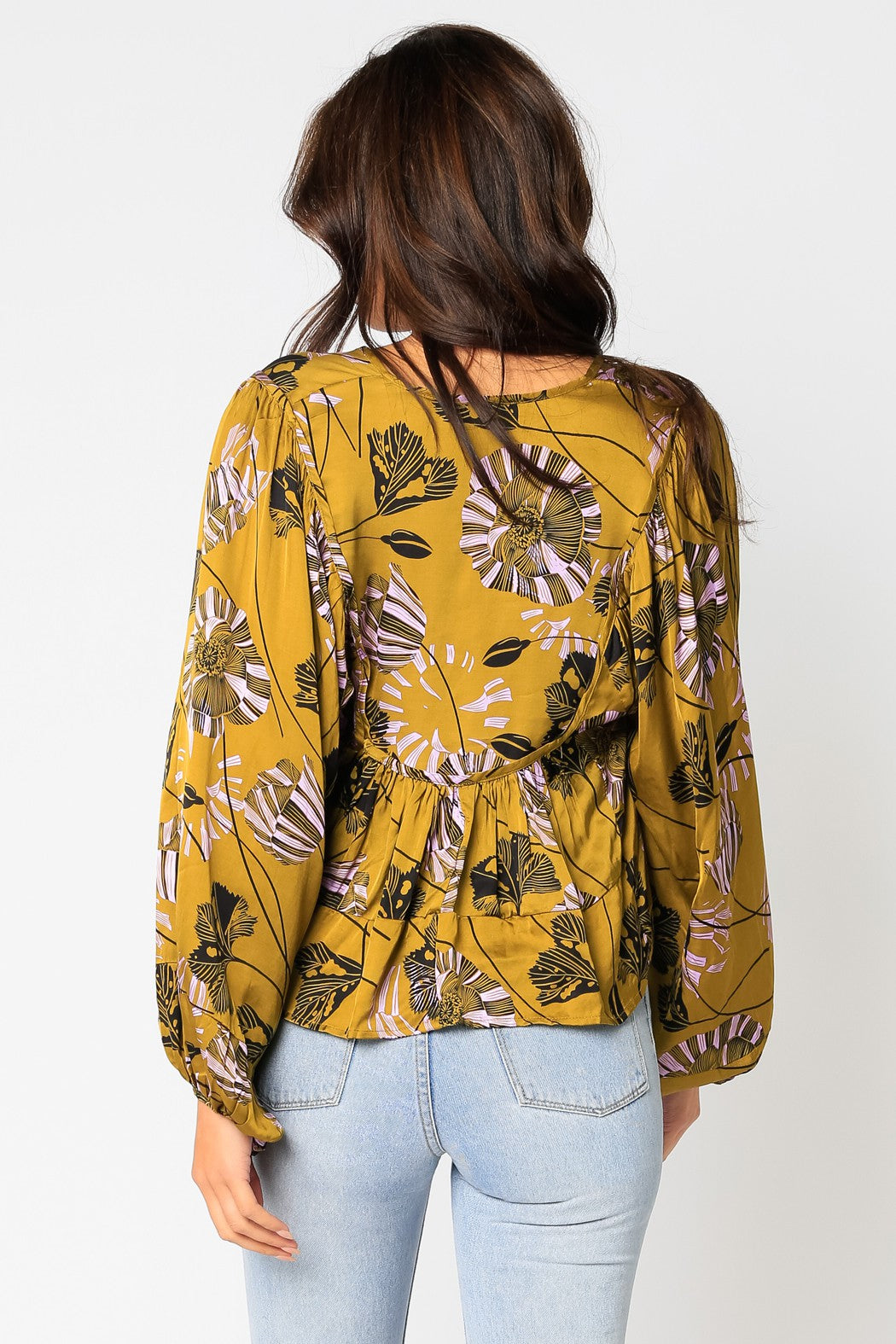Botanical Bliss Olive Long Sleeve Top