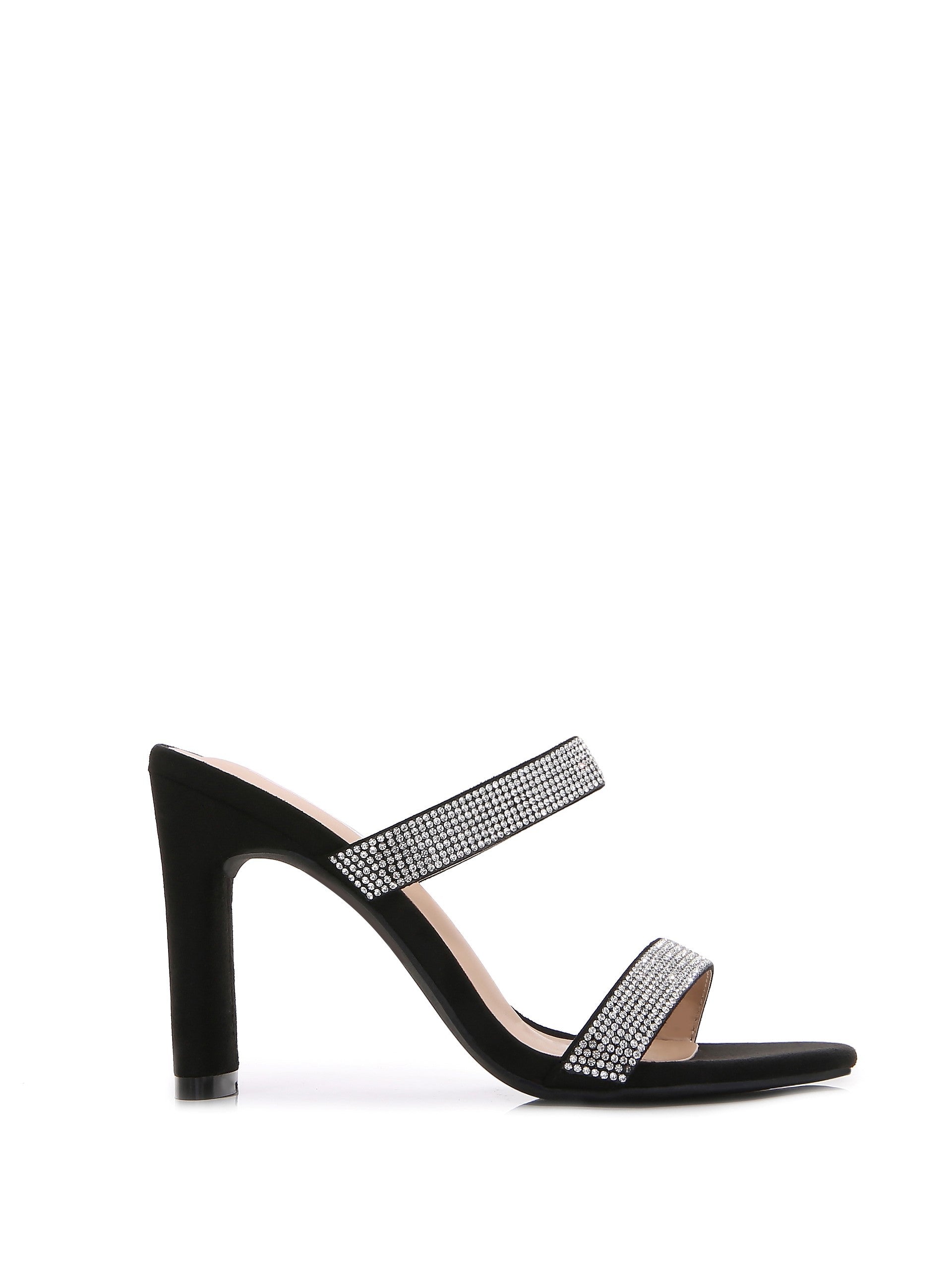 Vivian Black Rhinestone High Heel Sandals