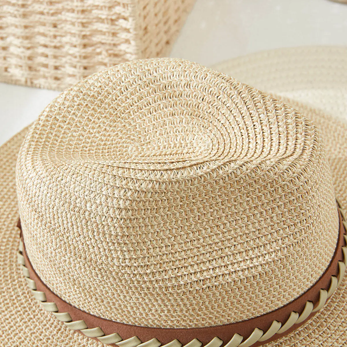 Khaki Woven Hat/Braided Band