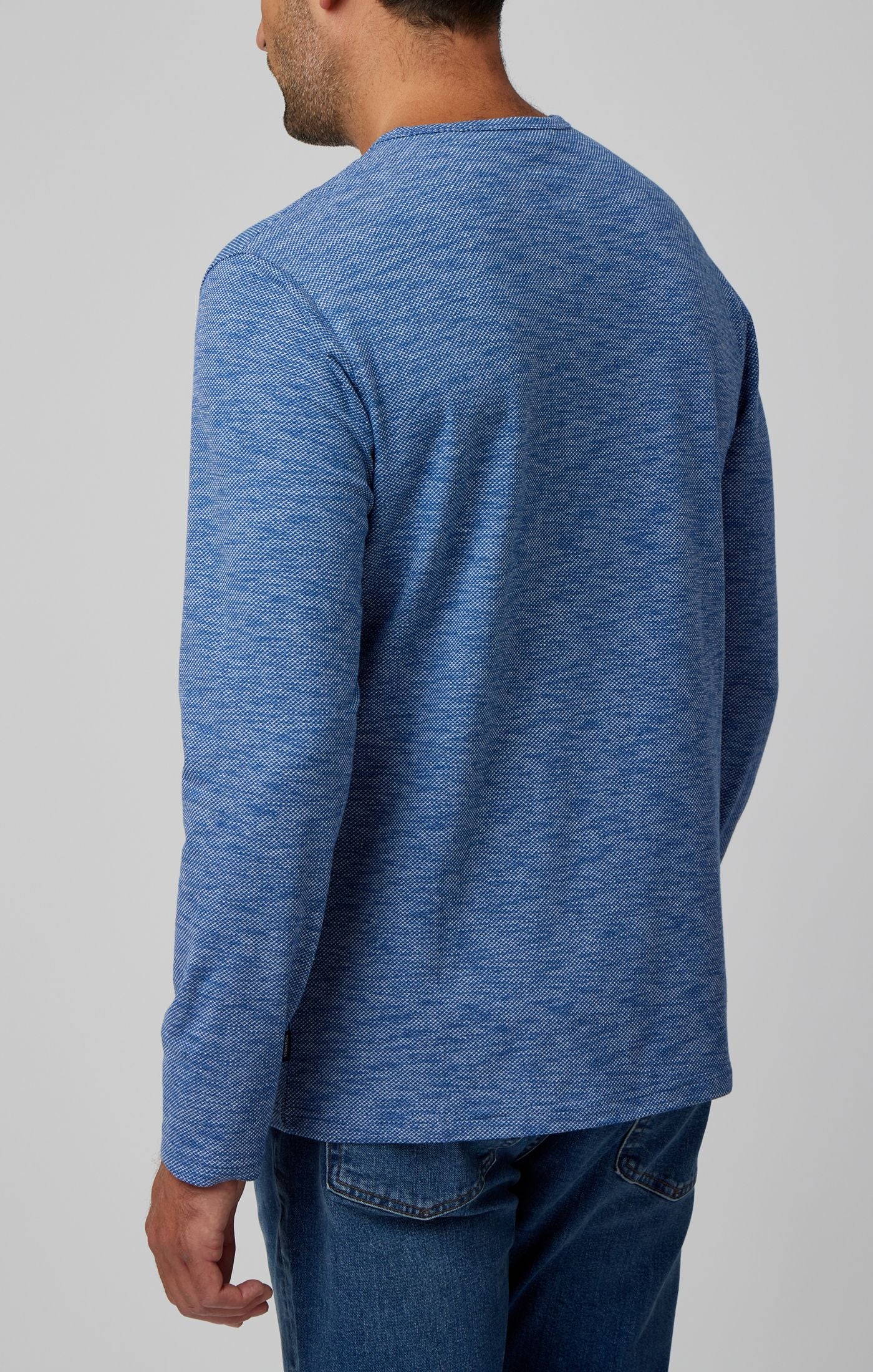 Denim Blue Performance Long Sleeve Henley