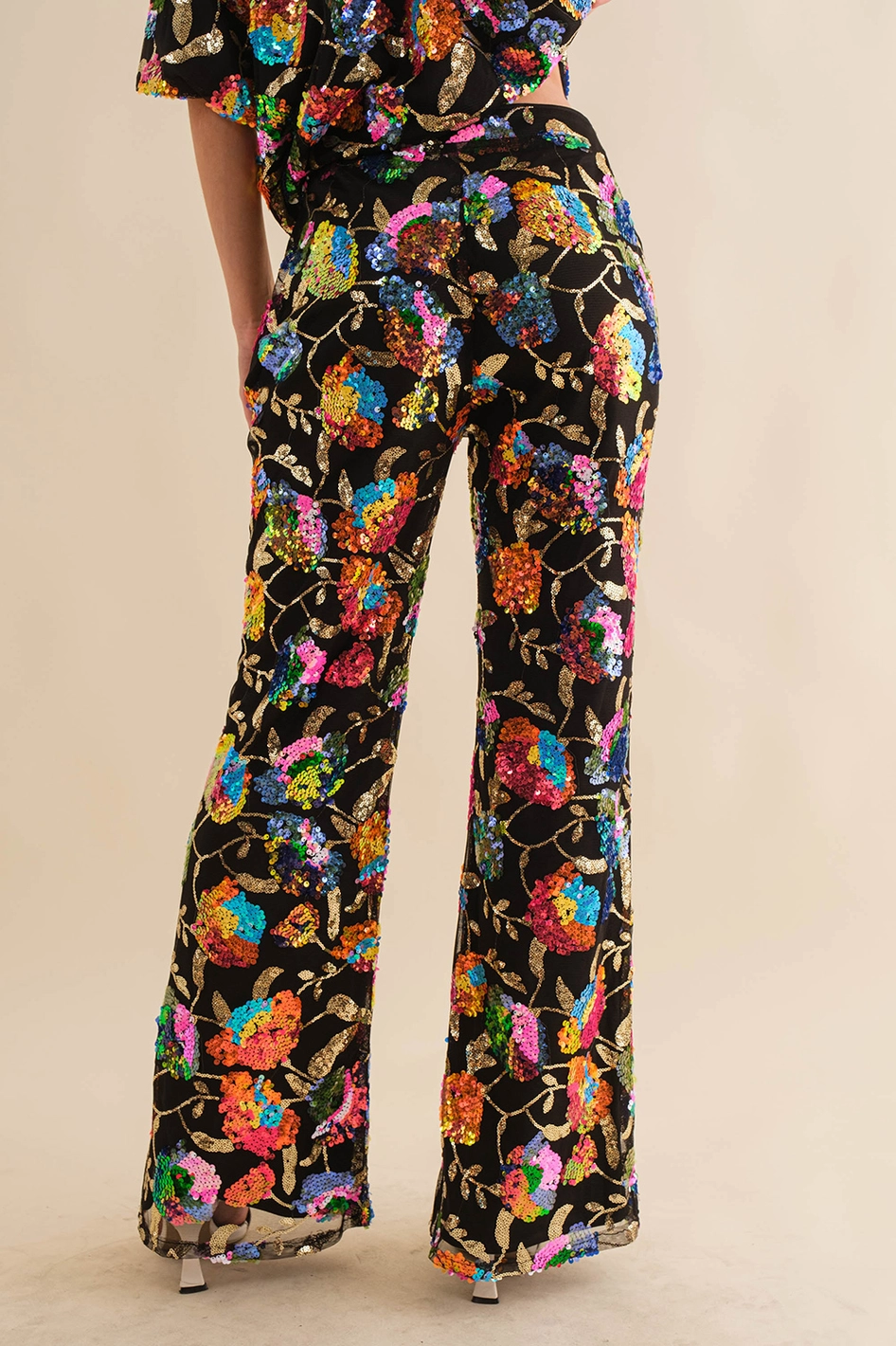 Love In Bloom Black Sequin Pants