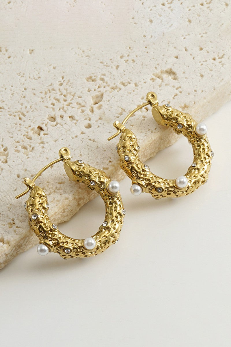 Pearl Reef Gold Hoop Earrings