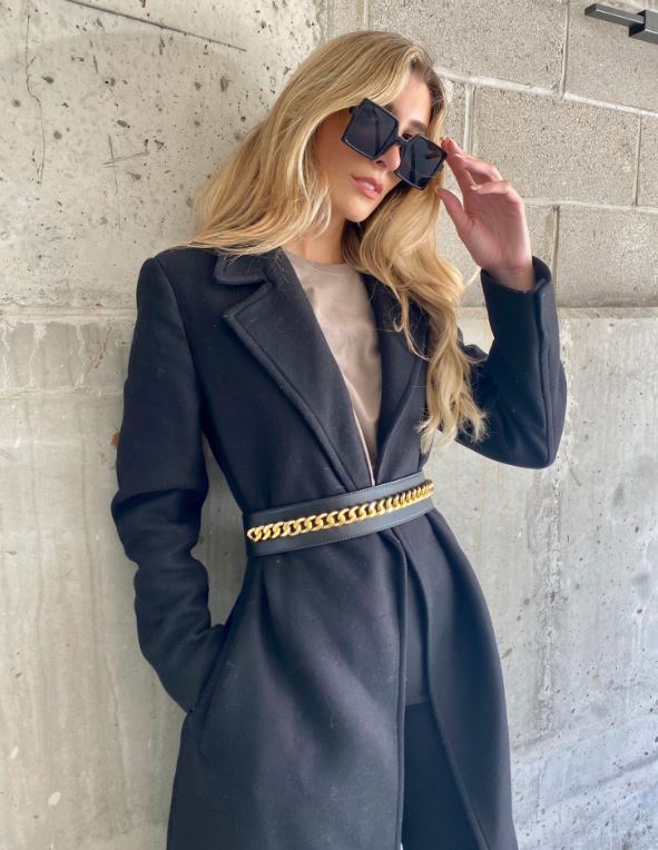 Style Muse Black & Gold Chain Belt