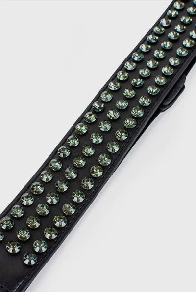 Luxe Details Black Stretch Belt with Green Stones
