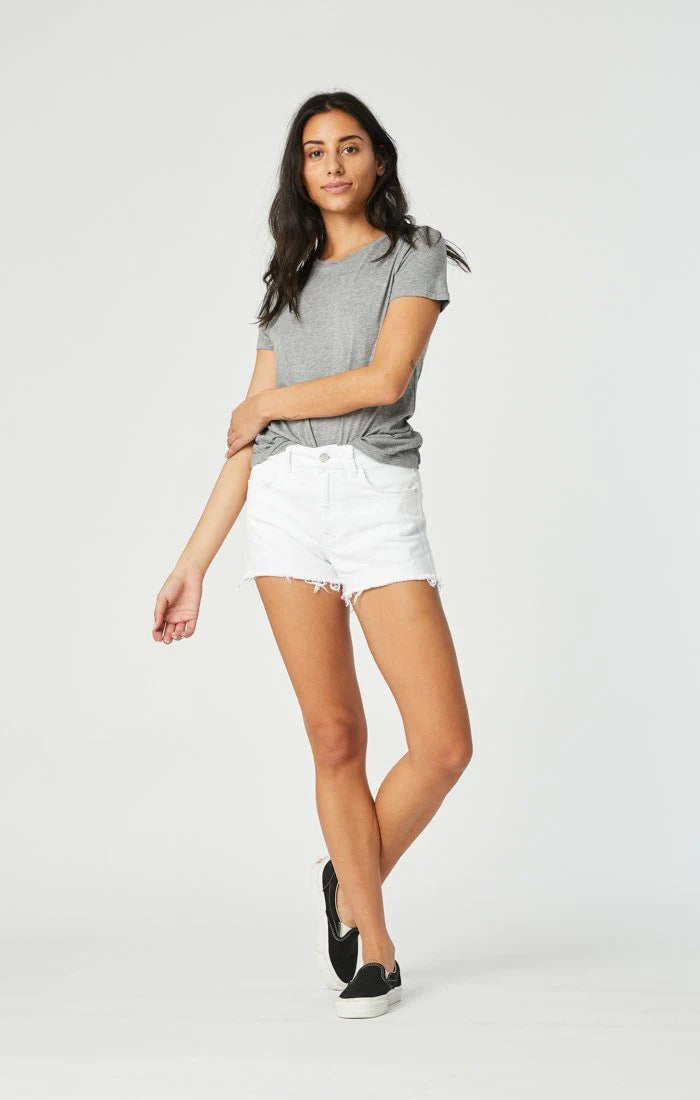 Boyfriend Destructed High Rise White Short