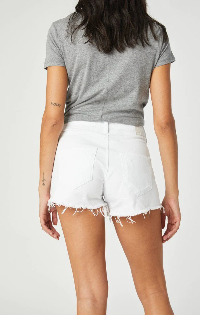 Boyfriend Destructed High Rise White Short