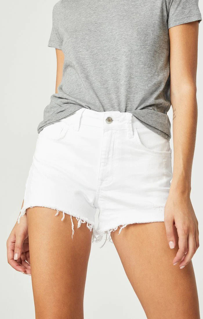 Boyfriend Destructed High Rise White Short