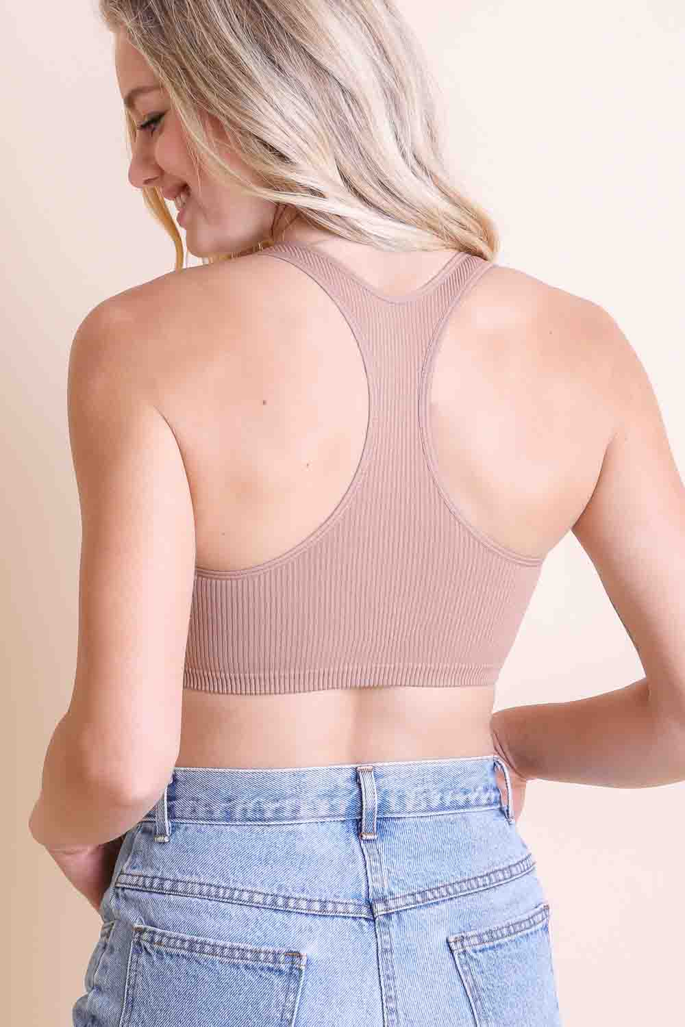 Nude Ribbed Racerback Bralette