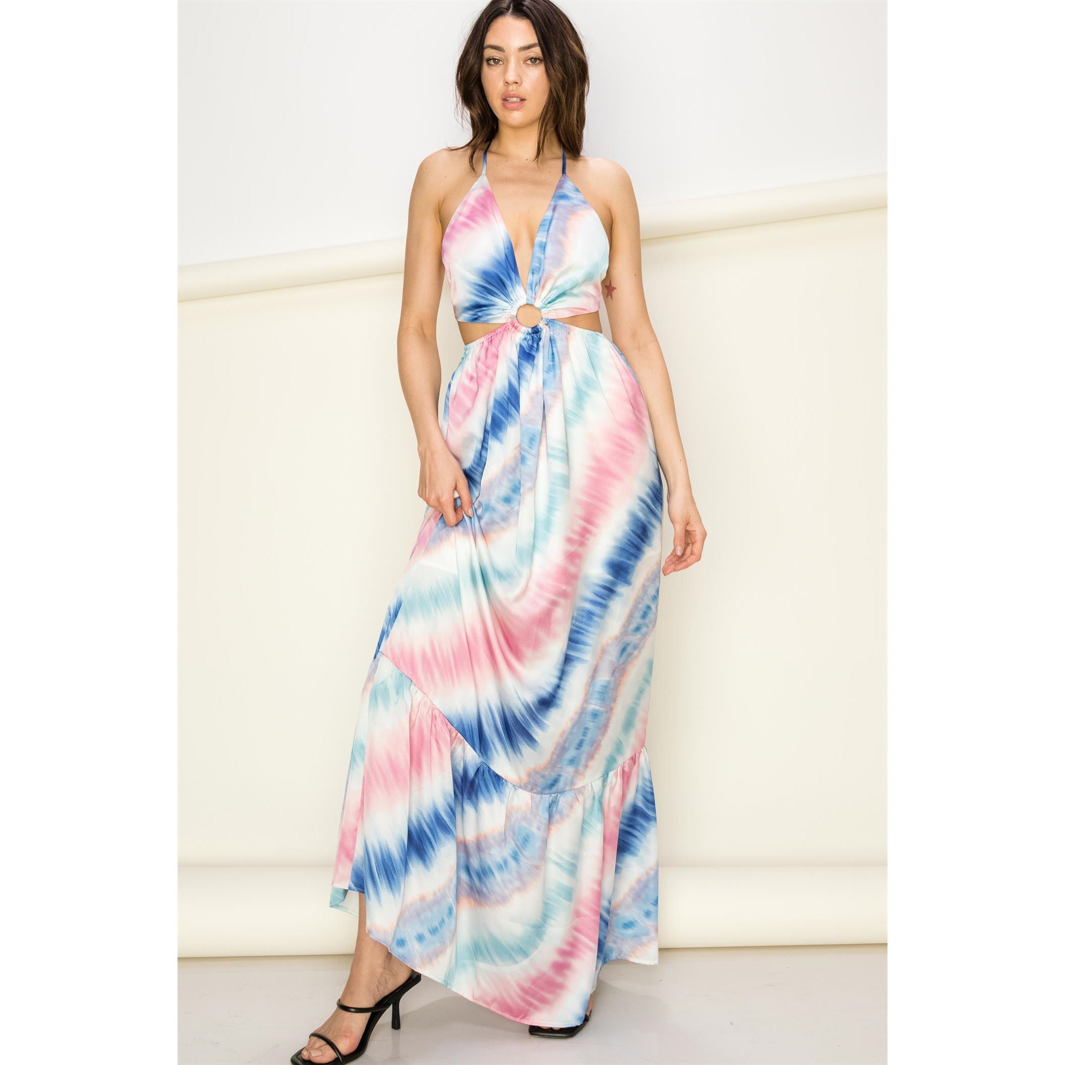 Making Waves Cutout Halter Maxi Dress