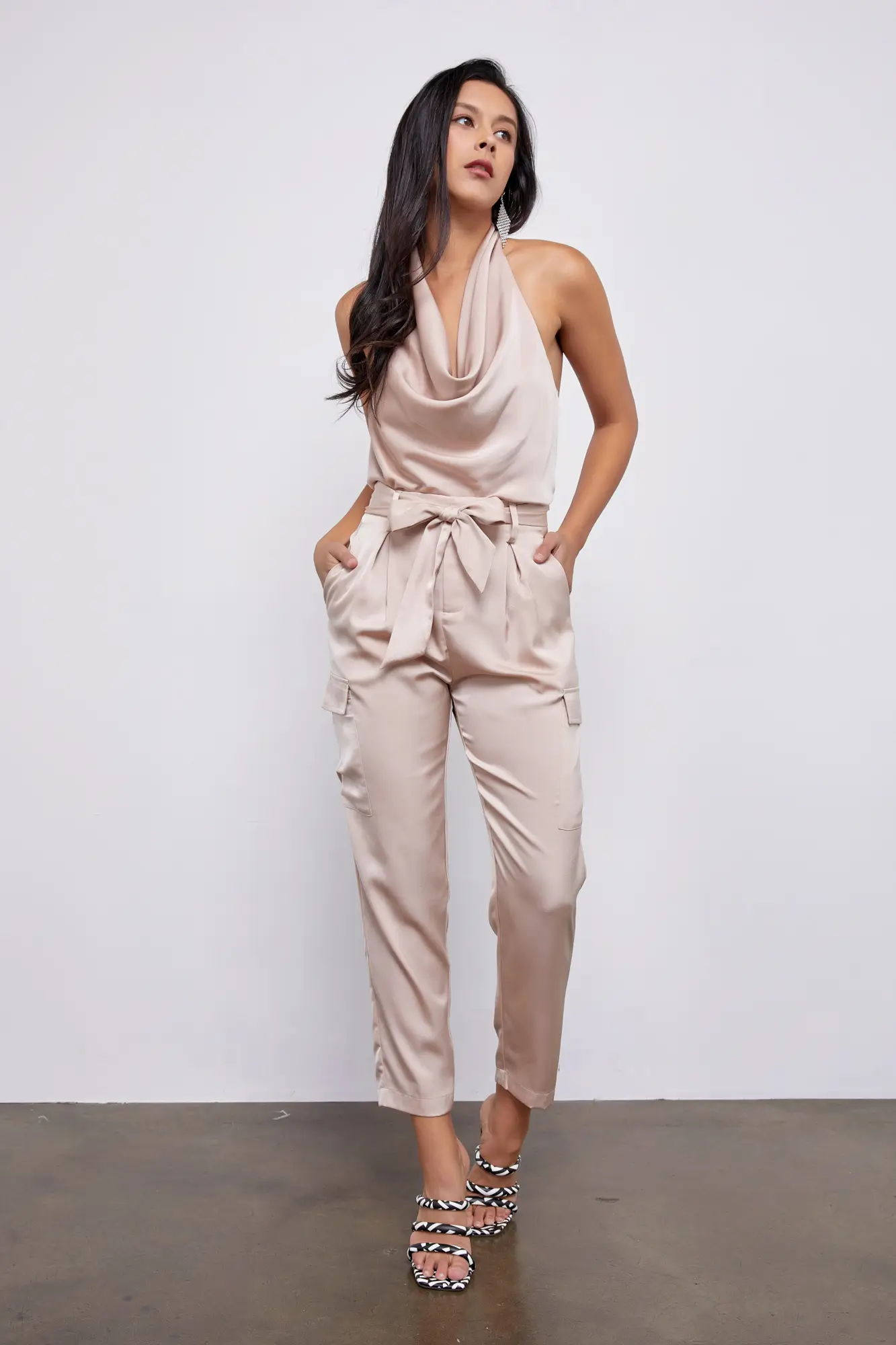 Pure Decadence Champagne Cowl Neck Top