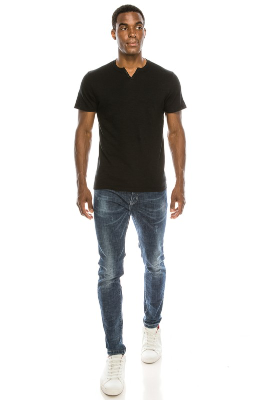 Black Slub Notch Tee