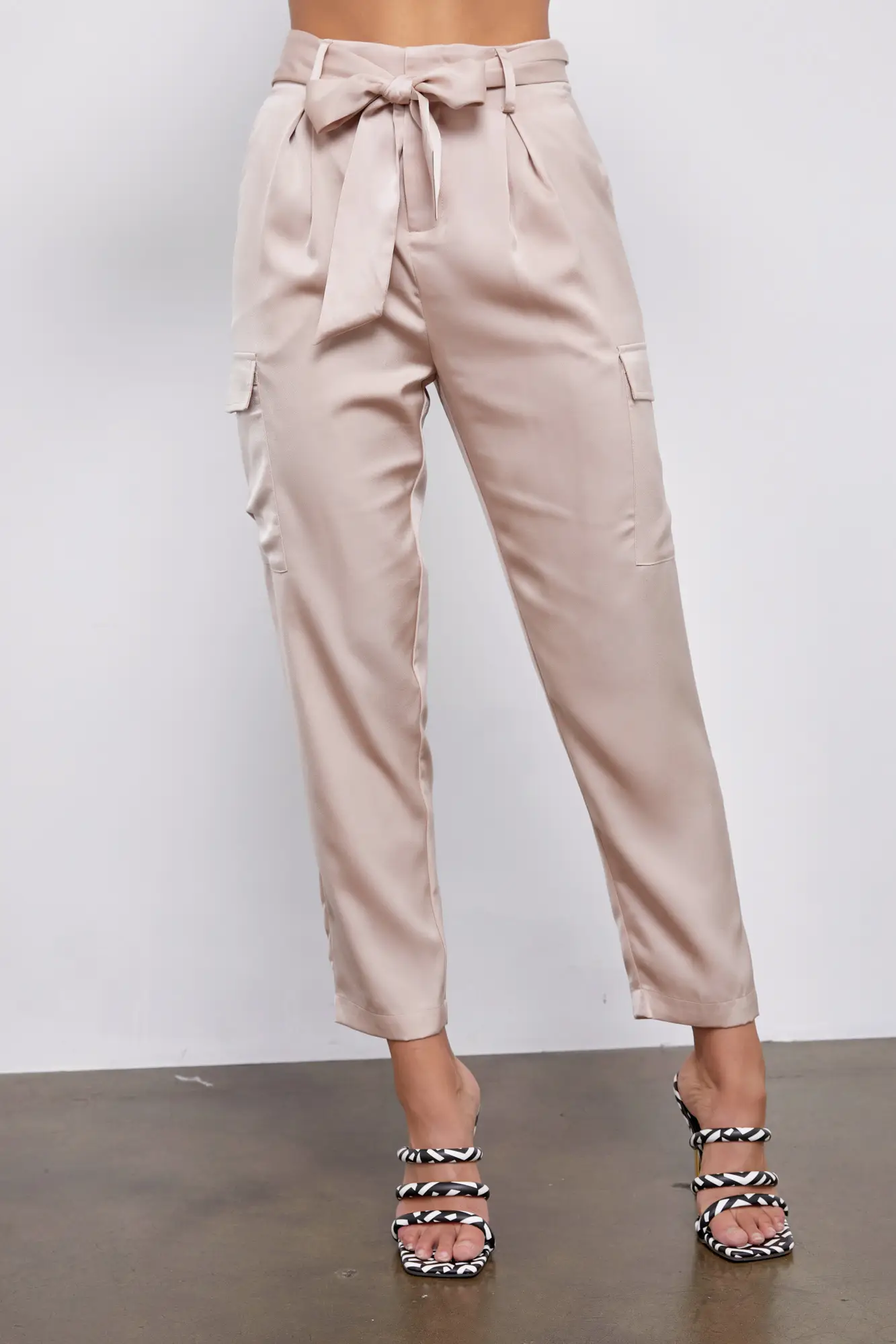 Pure Decadence High-Rise Champagne Satin Pant