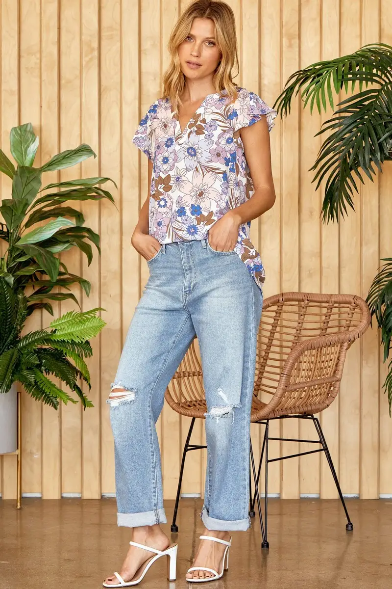 Spring Blooms Short Sleeve Top