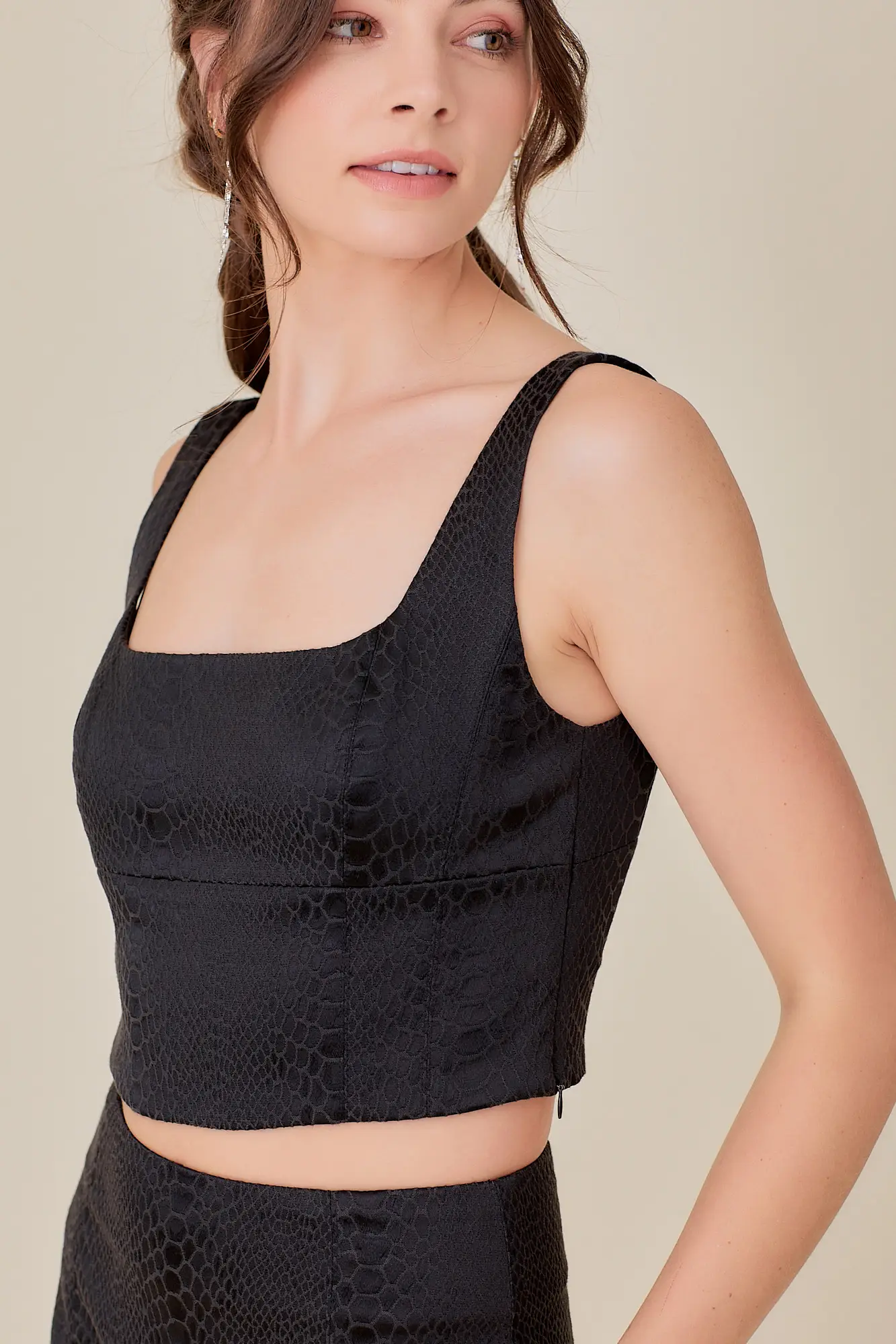 Wild Card Black Snake Print Bustier Top