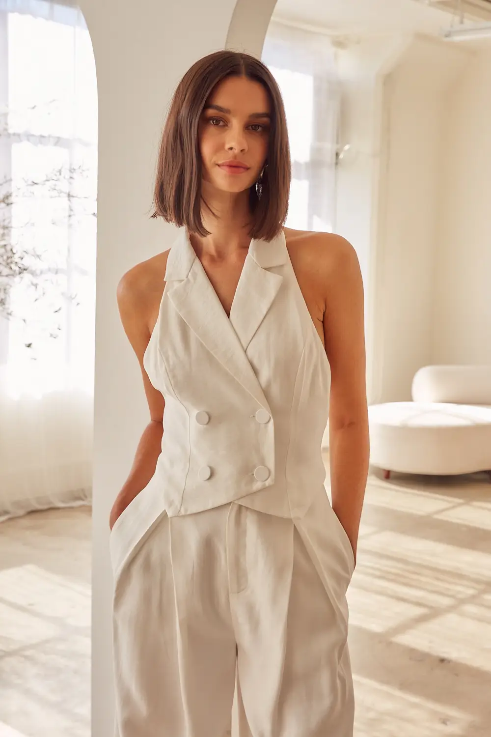 White on sale halter vest