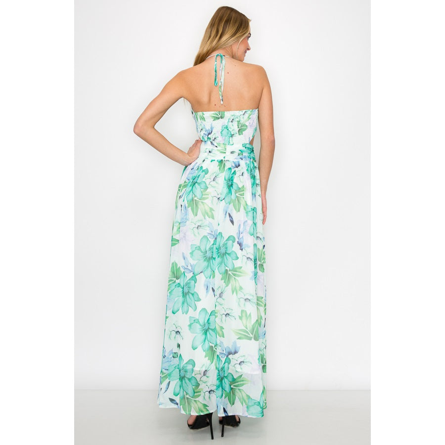 Floral Goddess Cutout Maxi Dress