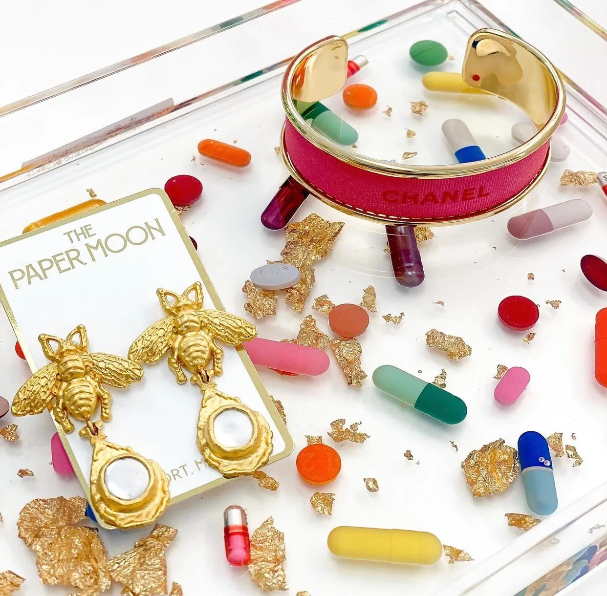 Pill + Gold  Small Acrylic Tray