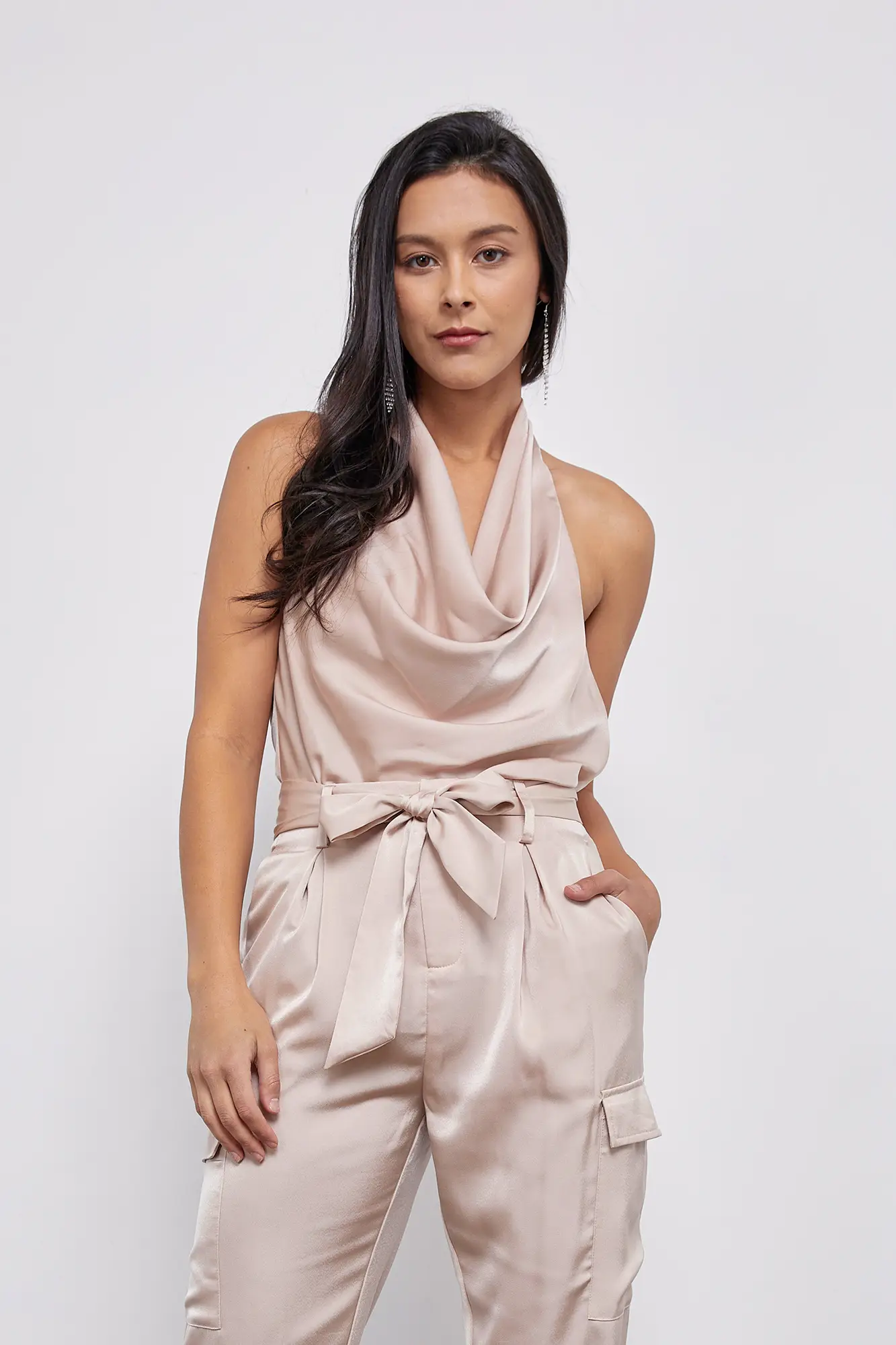 Pure Decadence Champagne Cowl Neck Top