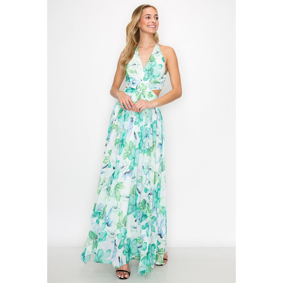 Floral Goddess Cutout Maxi Dress