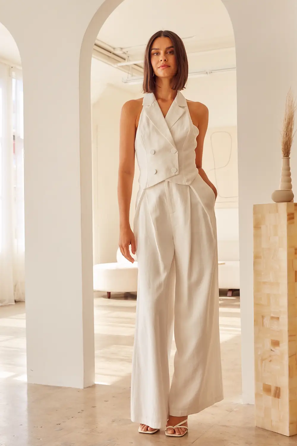 Trend Setter White Halter Vest