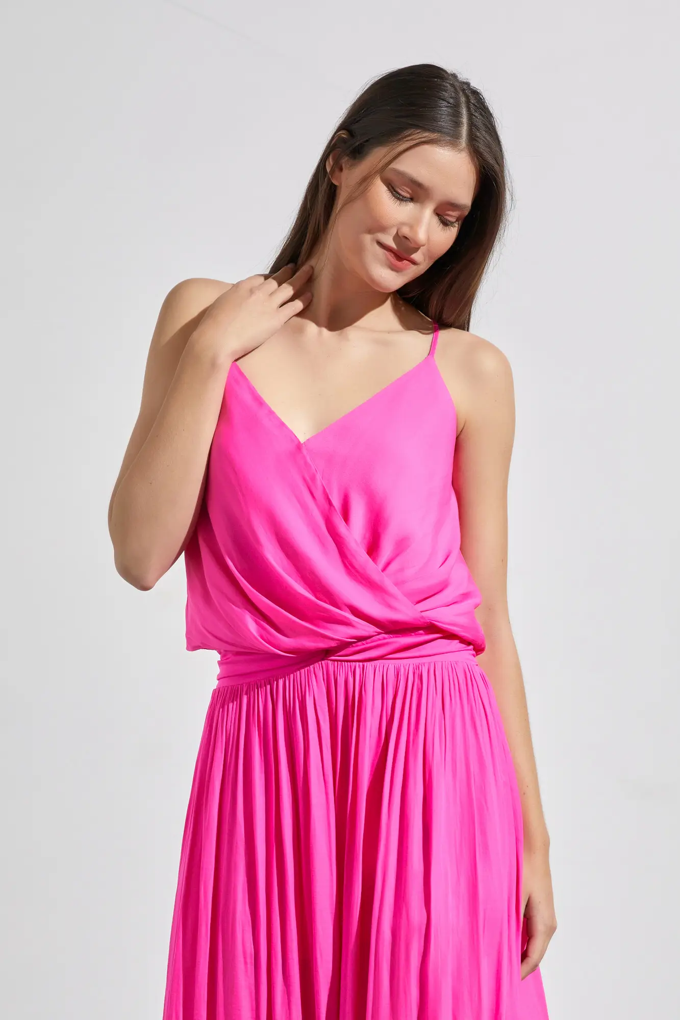 Tyra Hot Pink Surplice Cami Top