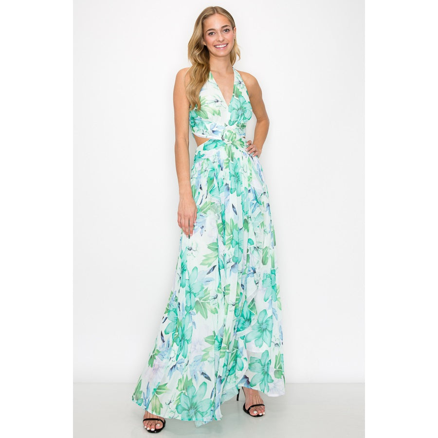 Floral Goddess Cutout Maxi Dress