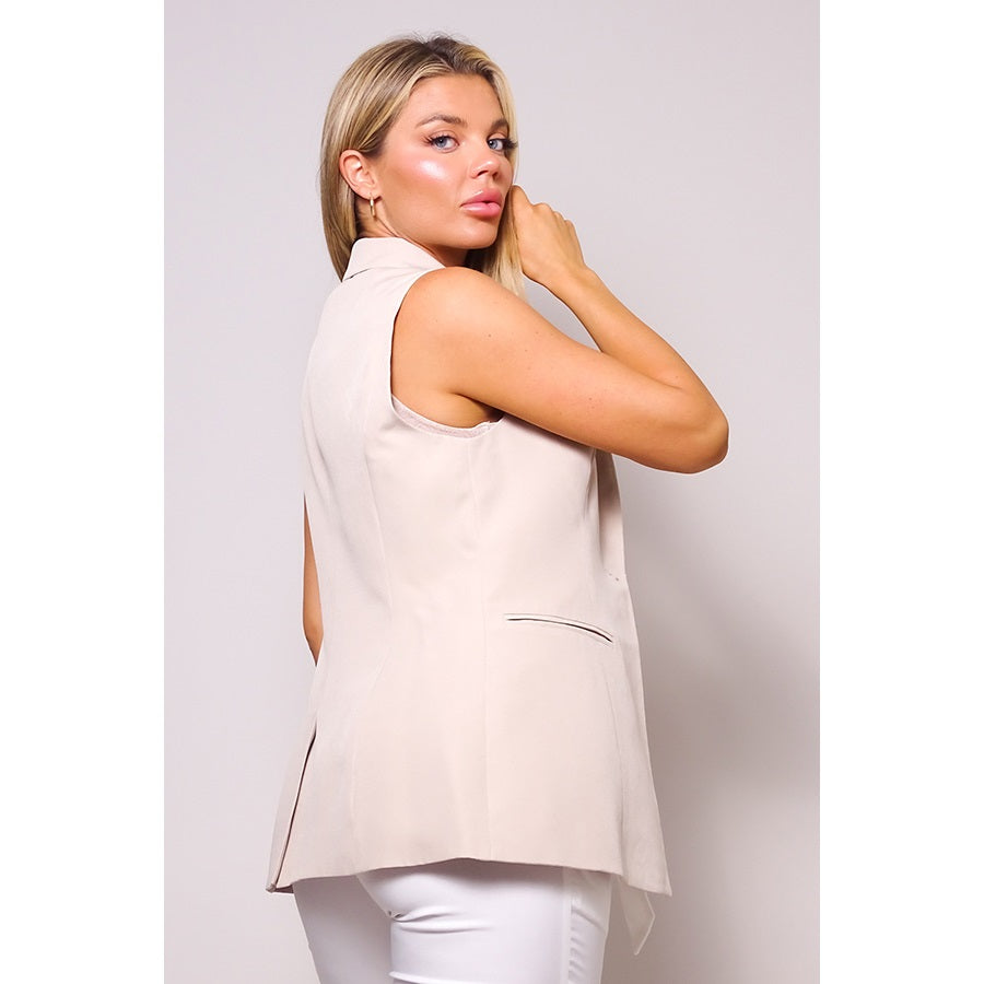 Kendall Taupe Sleeveless Blazer