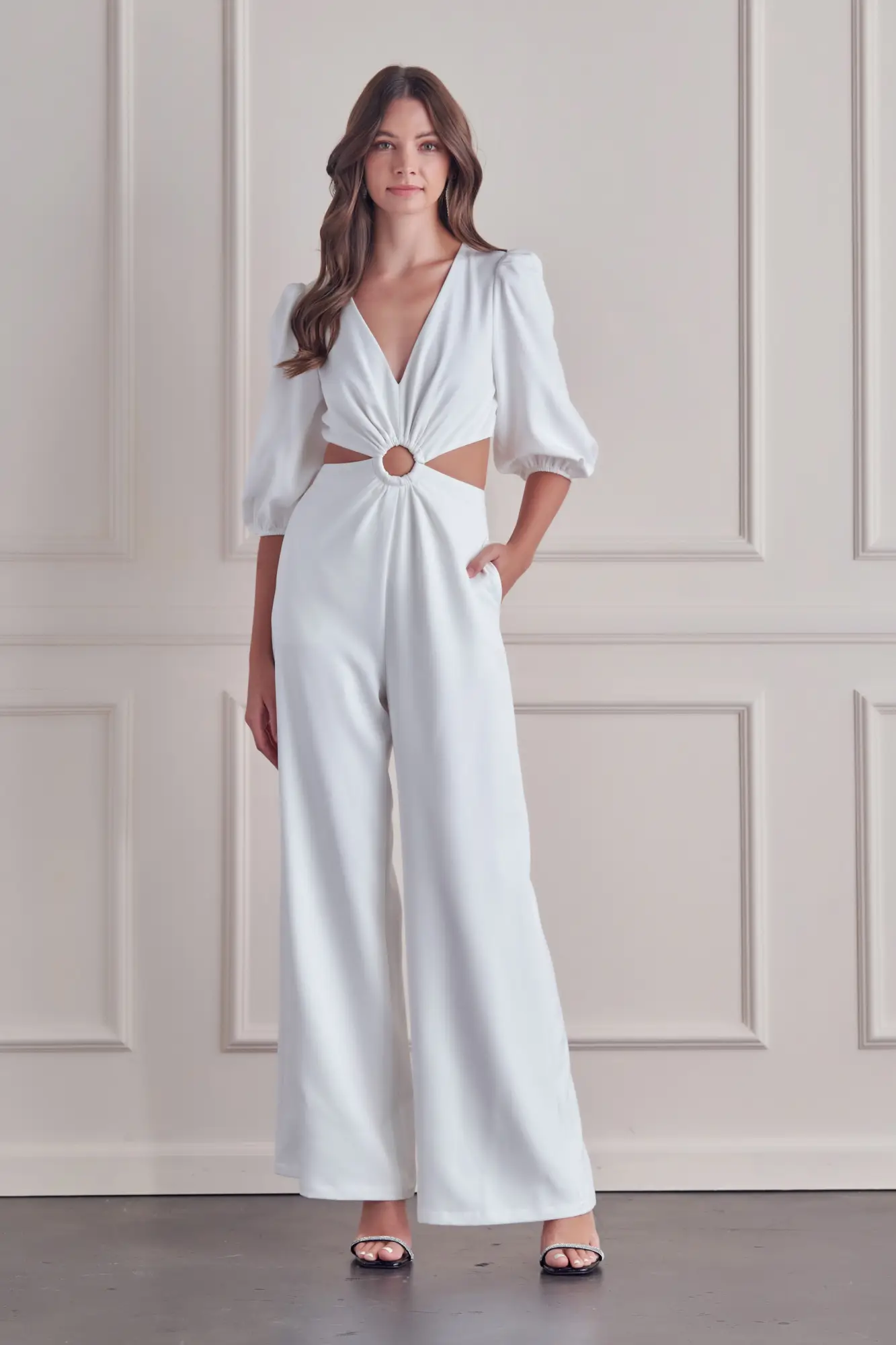 Always Celebrating White Cutout Jumpsuit