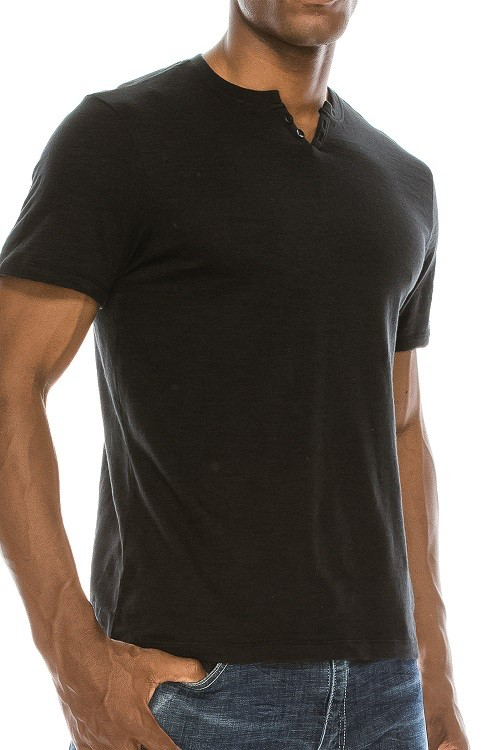 Black Slub Notch Tee
