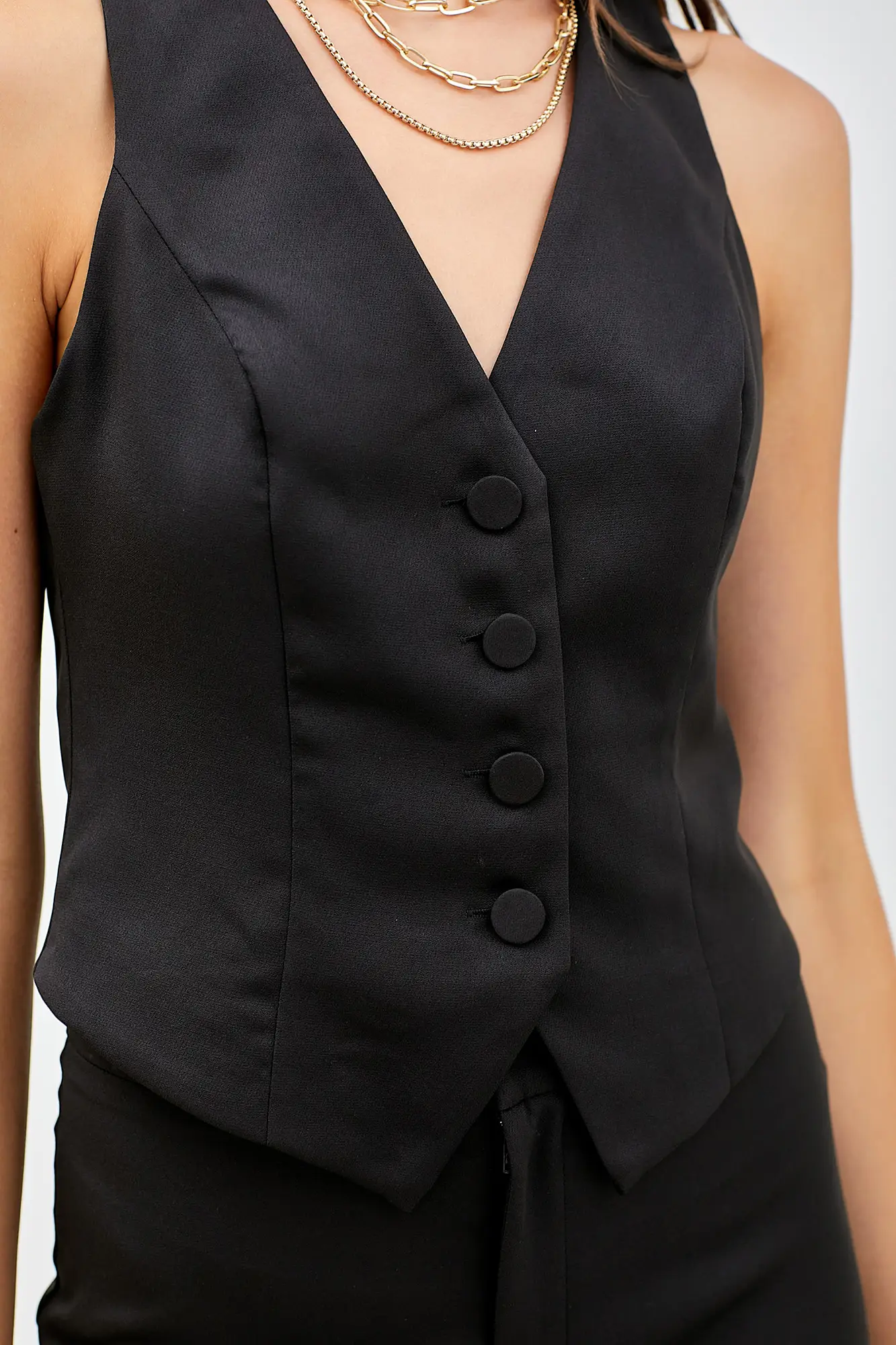 Style Statement Black Button-Up Vest