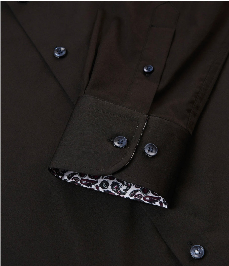 Black Paisley Sateen Long Sleeve