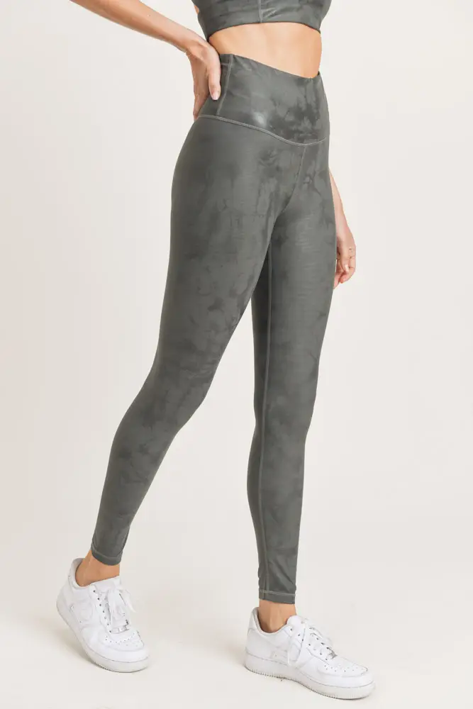 Gunmetal Metallic High-Waisted Leggings
