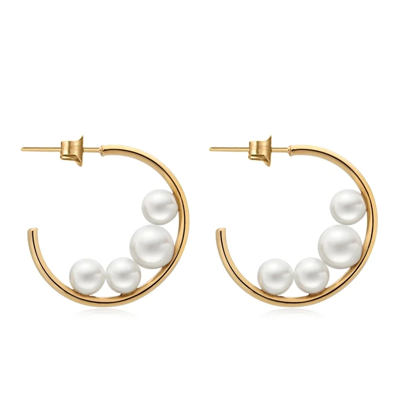 Uptown Pearls Hoop Earrings
